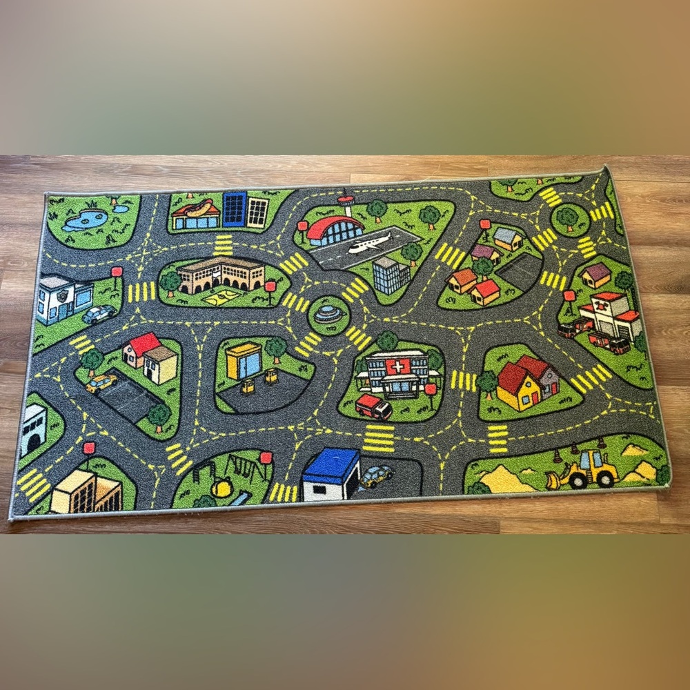 Kids Play Rug with Roads and Buildings